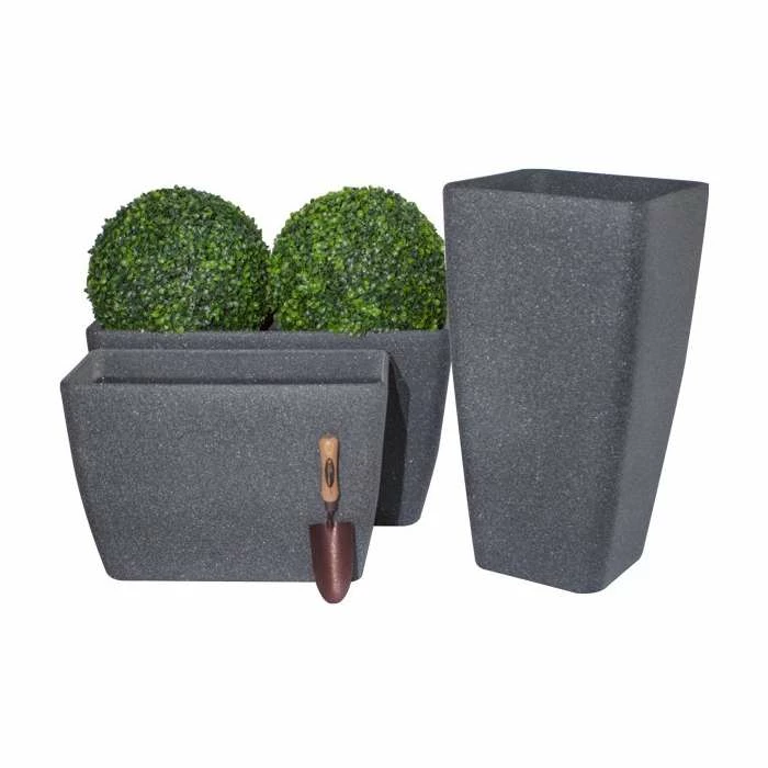 76cm Baltic Grey Stone Effect Flared Square Planter - By Primrose™ 4 76cm Baltic Grey Stone Effect Flared Square Planter - By Primrose™ - Image 2