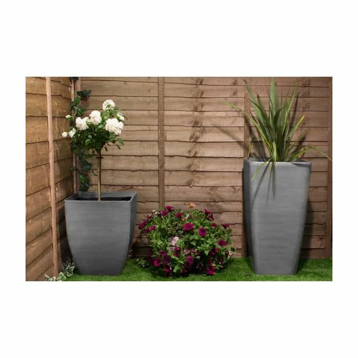 76cm White Cortina Grey Flared Square Planter - By Primrose™ 5 76cm White Cortina Grey Flared Square Planter - By Primrose™ - Image 3