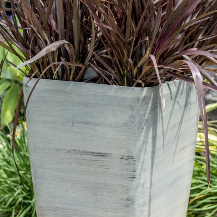 76cm White Cortina Grey Flared Square Planter - By Primrose™ 4 76cm White Cortina Grey Flared Square Planter - By Primrose™ - Image 2