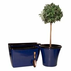 50cm Royal Blue Glaze Effect Planter - By Primrose™ -Plants outlet store PP7881 add image 1 8288