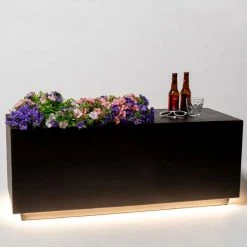 115cm Black Fibrecotta Rectangular Planter With LED Lights -Plants outlet store PP7915 add image 2 e56f