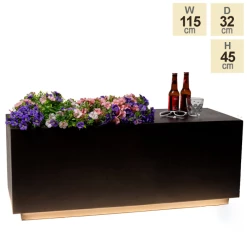 115cm Black Fibrecotta Rectangular Planter With LED Lights -Plants outlet store PP7915 main image 6d0d