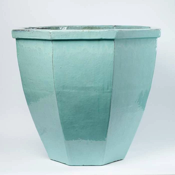 65cm Glazed Jade Ceramic Octagon Planter - Large 3 65cm Glazed Jade Ceramic Octagon Planter - Large