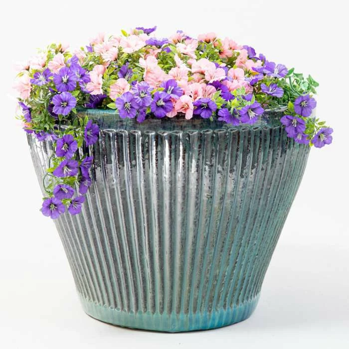 40cm Linear Jade Glazed Ceramic Bowl Planter - Large 6 40cm Linear Jade Glazed Ceramic Bowl Planter - Large - Image 4