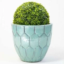 40cm Tile Effect Glazed Blue Ceramic Bowl Planter - Small -Plants outlet store PP7969 add image 2 ceec