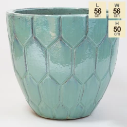 50cm Tile Effect Glazed Blue Ceramic Bowl Planter - Large -Plants outlet store PP7970 main image 1f43