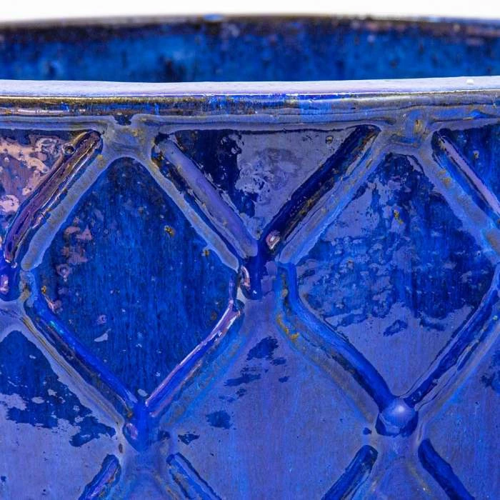 33cm Estella Glazed Dark Blue Ceramic Round Planter - Small 6 33cm Estella Glazed Dark Blue Ceramic Round Planter - Small - Image 4