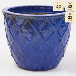 33cm Estella Glazed Dark Blue Ceramic Round Planter - Small 13 33cm Estella Glazed Dark Blue Ceramic Round Planter - Small -Plants outlet store PP7979 main image d243