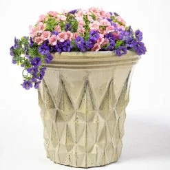 46cm Barcelona Glazed Yellow Ceramic Geometric Flared Pattern Planter -Plants outlet store PP7983 add image 2 ecdd