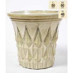 46cm Barcelona Glazed Yellow Ceramic Geometric Flared Pattern Planter -Plants outlet store PP7983 main image 2728