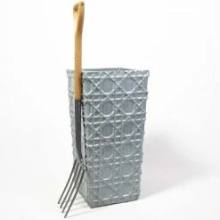 75cm Thales Glazed Grey Ceramic Geometric Pattern Tall Planter - Large -Plants outlet store PP7989 add image 1 25f7