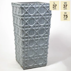 75cm Thales Glazed Grey Ceramic Geometric Pattern Tall Planter - Large -Plants outlet store PP7989 main image 9b23