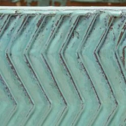 42cm Glazed Blue Ceramic Zig Zag Pattern Cube Planter - Large -Plants outlet store PP7993 add image 3 282a