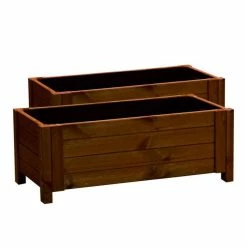 80cm Brown Wooden Trough Patio Planter -Plants outlet store PP8010 add image 1 e3de