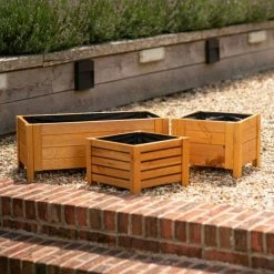 80cm Natural Wooden Trough Patio Planter -Plants outlet store PP8012 add image 4 83ff