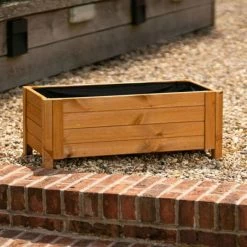 80cm Natural Wooden Trough Patio Planter -Plants outlet store PP8012 rollover image 8d14