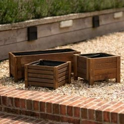38cm Brown Wooden Cube Patio Planter -Plants outlet store PP8013 add image 4 1d5f