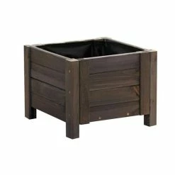 40cm Grey Wooden Cube Patio Planter -Plants outlet store PP8017 add image 3 90b8