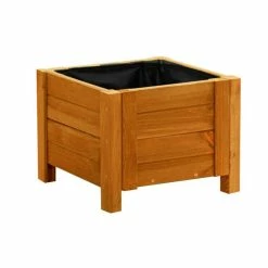 40cm Natural Wooden Cube Patio Planter -Plants outlet store PP8018 add image 3 bc93