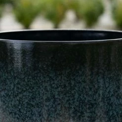 53cm Tall Round Planter In Dark Green -Plants outlet store PP80BLKL PP80BLKM 3 b158
