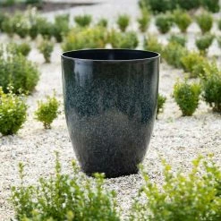 43cm Tall Round Planter In Dark Green -Plants outlet store PP80BLKM 2 50e3