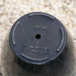 43cm Tall Round Planter In Dark Green -Plants outlet store PP80BLKM bottom 82b9