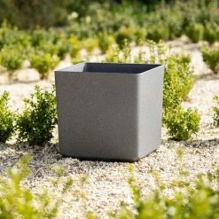 43cm Cube Planter In Grey -Plants outlet store PP81GRYM PP81GRYS 2 f251
