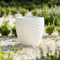 34cm Round Bilbao Planter In Ivory -Plants outlet store PP84WHTS 1 b1cb