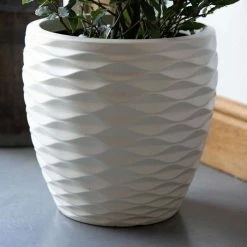 34cm Round Bilbao Planter In Ivory -Plants outlet store PP84WHTS 1 e40b