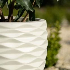 34cm Round Bilbao Planter In Ivory -Plants outlet store PP84WHTS 5 ce19