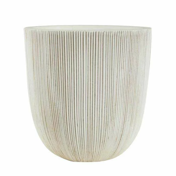 45cm Round Ridged Planter In White 3 45cm Round Ridged Planter In White