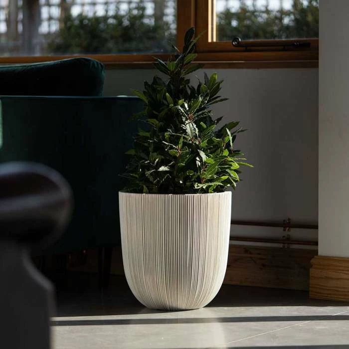 38cm Round Ridged Planter In White 4 38cm Round Ridged Planter In White - Image 2