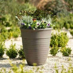 49cm Tall Round Planter In Grey 10 49cm Tall Round Planter In Grey -Plants outlet store PP88GRYL PP88GRYM 349e