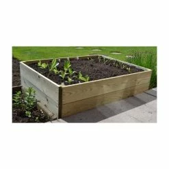 162 Litres - Wooden Timber Raised Rectangular Grow Bed Single Tier - 120cm X 90cm (H15cm)