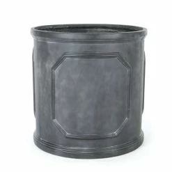 38cm Grey Fibreclay Cylinder Planter