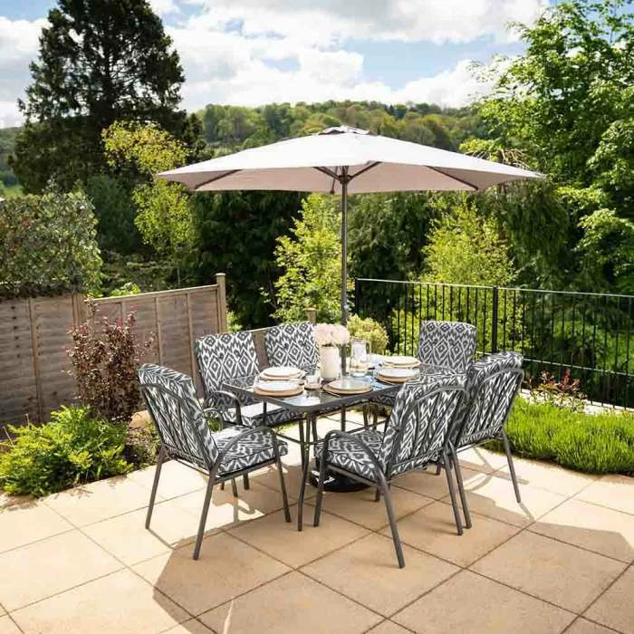 Hadleigh 6 Seater Garden Dining Furniture Set In Grey Pattern By Hectare® 3 Hadleigh 6 Seater Garden Dining Furniture Set In Grey Pattern By Hectare®