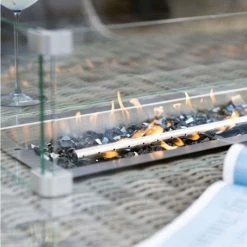 Luxury Rattan 8 Seater Rectangular Fire Pit Garden Dining Set By Primrose Living -Plants outlet store Rattan fire pit image 5043