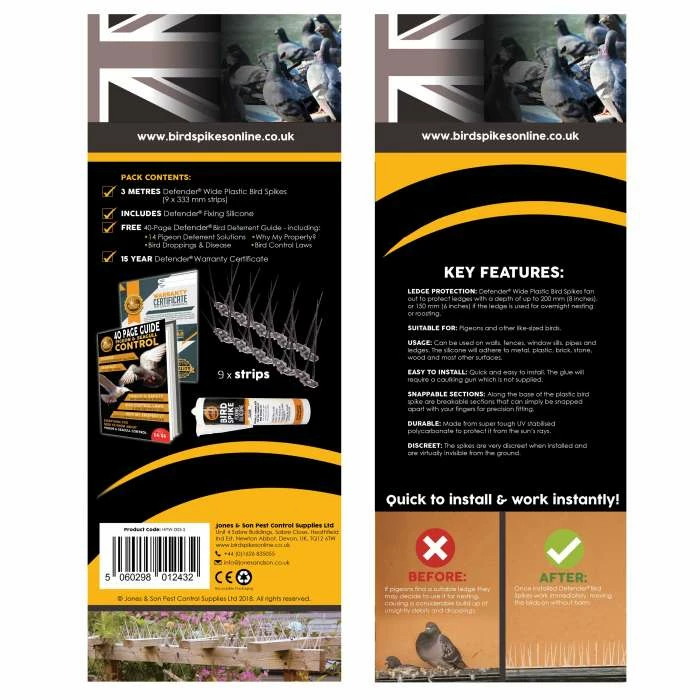 Defender® Plastic Wide Bird Spikes 3 Metre Pack 6 Defender® Plastic Wide Bird Spikes 3 Metre Pack - Image 4