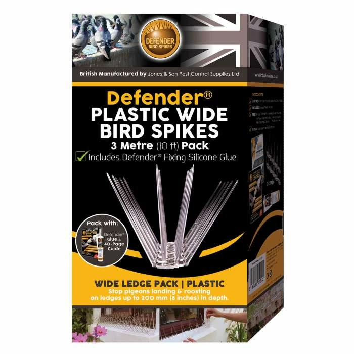 Defender® Plastic Wide Bird Spikes 3 Metre Pack 3 Defender® Plastic Wide Bird Spikes 3 Metre Pack