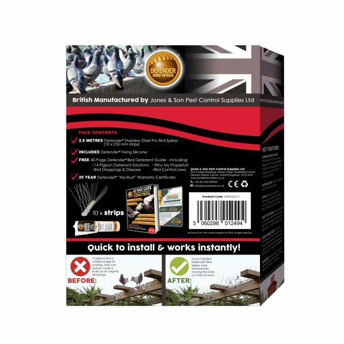 Defender® Stainless Steel Pro Bird Spikes 2.5 Metre Pack 5 Defender® Stainless Steel Pro Bird Spikes 2.5 Metre Pack - Image 3