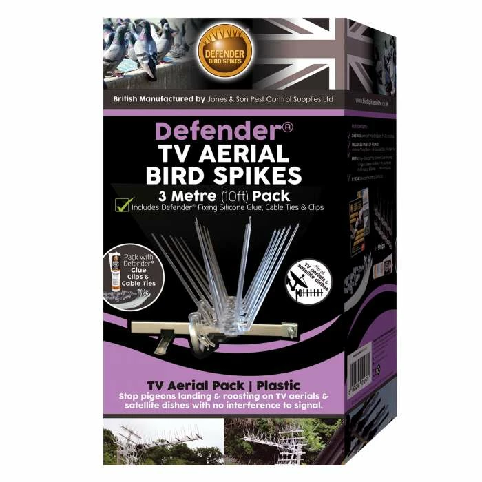 Defender® TV Aerial Bird Spikes 3 Metre Pack 3 Defender® TV Aerial Bird Spikes 3 Metre Pack