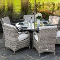 Luxury 6 Seater Circular Garden Dining Set In Stone Rattan By Primrose Living 7 Luxury 6 Seater Circular Garden Dining Set In Stone Rattan By Primrose Living -Plants outlet store Stone FU102244 1 FullSetClose a53a