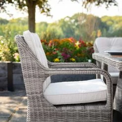 Luxury 6 Seater Circular Garden Dining Set In Stone Rattan By Primrose Living 9 Luxury 6 Seater Circular Garden Dining Set In Stone Rattan By Primrose Living -Plants outlet store Stone FU102244 3 ChairSide 2beb