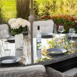 Luxury 8 Seater Oval Garden Dining Set In Stone Rattan By Primrose Living 9 Luxury 8 Seater Oval Garden Dining Set In Stone Rattan By Primrose Living -Plants outlet store Stone FU102245 1 TableClose 96ed