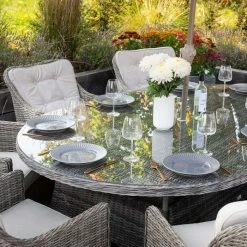 Luxury 8 Seater Oval Garden Dining Set In Stone Rattan By Primrose Living 10 Luxury 8 Seater Oval Garden Dining Set In Stone Rattan By Primrose Living -Plants outlet store Stone FU102245 3 TableChairs b5d8