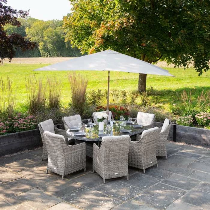 Luxury 8 Seater Oval Garden Dining Set In Stone Rattan By Primrose Living 3 Luxury 8 Seater Oval Garden Dining Set In Stone Rattan By Primrose Living