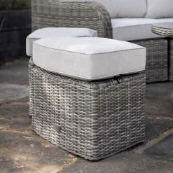 'Peony' Luxury Rattan 5 Seater Modular Garden Sofa Set With Coffee Table And Footstools In Stone By Primrose Living -Plants outlet store Stone FU102248 4 Footstool 24e0