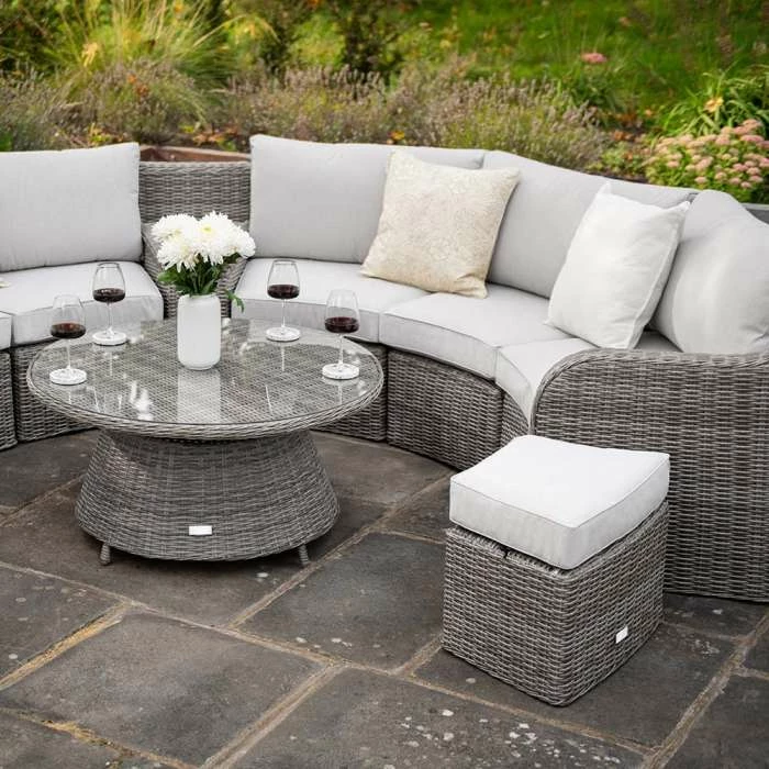 'Peony' Luxury Rattan 8 Seater Modular Garden Sofa Set With Storage Basket And Coffee Table In Stone By Primrose Living 7 'Peony' Luxury Rattan 8 Seater Modular Garden Sofa Set With Storage Basket And Coffee Table In Stone By Primrose Living - Image 5