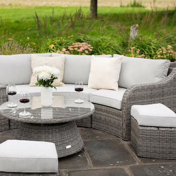 'Peony' Luxury Rattan 8 Seater Modular Garden Sofa Set With Storage Basket And Coffee Table In Stone By Primrose Living 8 'Peony' Luxury Rattan 8 Seater Modular Garden Sofa Set With Storage Basket And Coffee Table In Stone By Primrose Living - Image 6