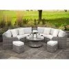'Peony' Luxury Rattan 8 Seater Modular Garden Sofa Set With Storage Basket And Coffee Table In Stone By Primrose Living